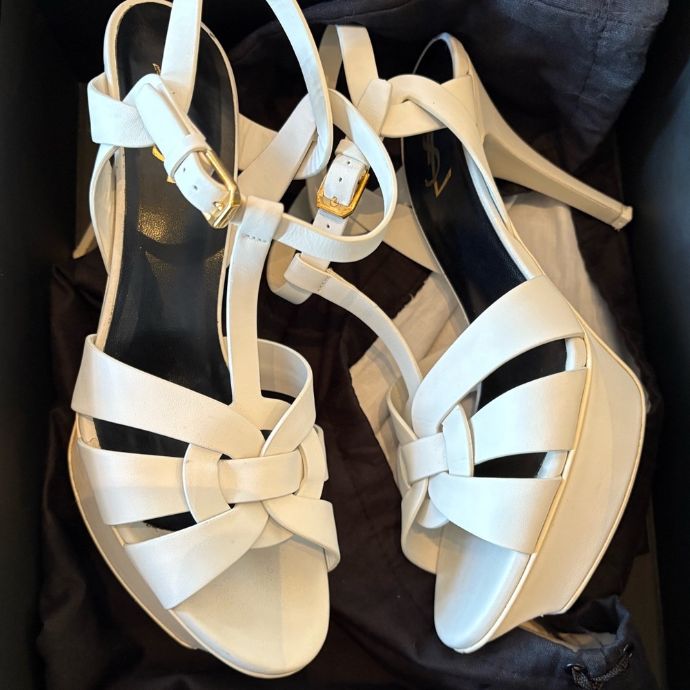 Saint Laurent Ivory Tribute Heels - Picture 5 of 6